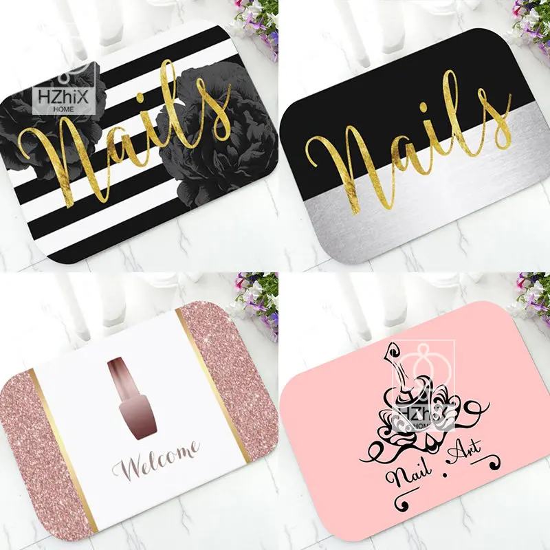 

Stylish Gold Nail Salon Makeup Doormat Home Decoration Accessories Carpets for Living Room Anti-Slip Mats Welcome Door Home Rug
