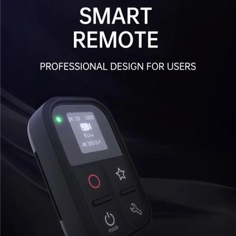 

Signal Free Video Controller Built-in Oled Screen Sports Camera Accessories With Light Remote Control Free Wrist Strap Black