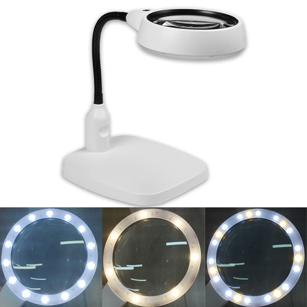 

EU Plug 10x HD Desktop Foldable Magnifying Glass Loupe with 21 LED Lights Portable Illuminated Backlight Magnifier Glasses