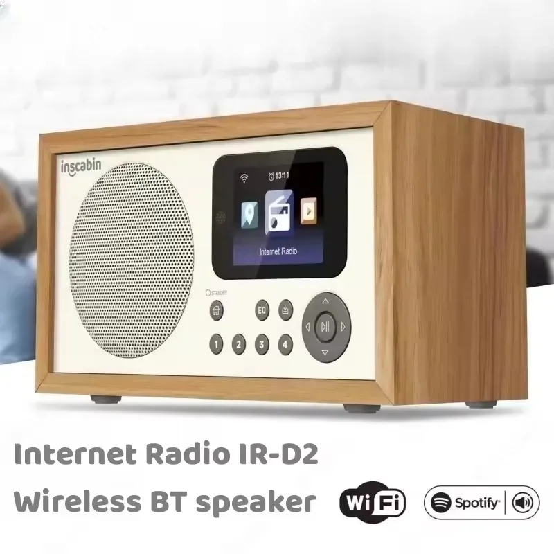 Фото Ретро-портативное интернет-радио, Wi-Fi/DAB/FM-радио, беспроводная Bluetooth-колонка, с пультом ДУ, поддержкой Spotify Connect, цветной TFT-экран №3