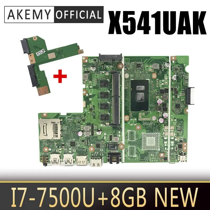 

New For Asus X541UA X541UAK X541UVK X541UJ X541UV X541U F541U R541U Motherboard laptop Motherboard W/ 8GB RAM SR2ZV I7-7500U