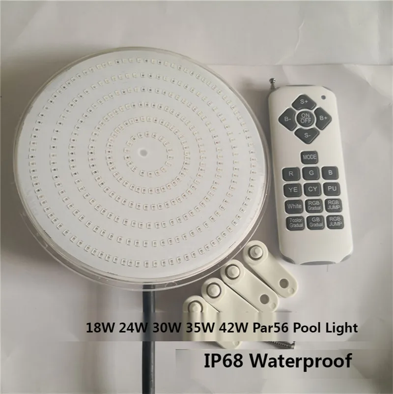 

LED Pool Bulb 42W Resin Filled Light AC12V Spot Piscine LED Couleur RGB PAR 56 Projector+FB Remote Synchronous Warm Cool White
