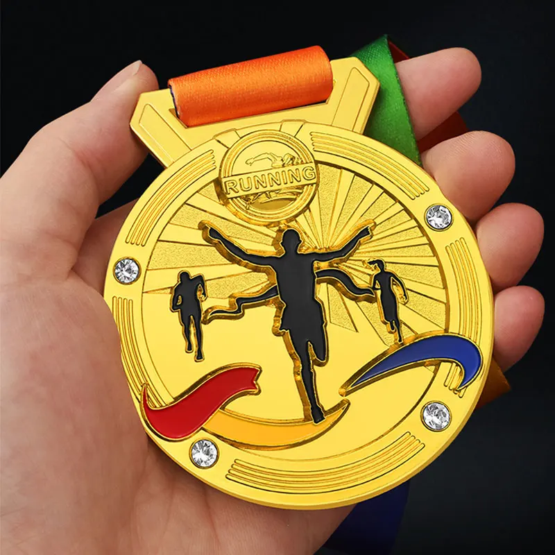 

Marathon Gold Winner Award Medals With Neck Ribbon 3D Running Runner 1St 2Nd Trophy Various Sport Souvenir Prize Gift Customized