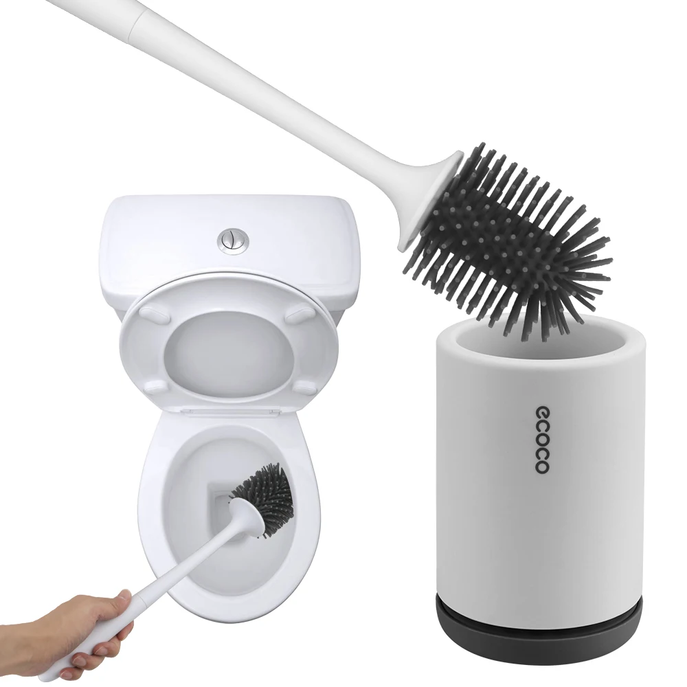 

WC Accessories TPR Silicone Bathroom Cleaning Set with Holder Handle Wall Mounted Floor Standing Toilet Bowl Brush Soft Bristles