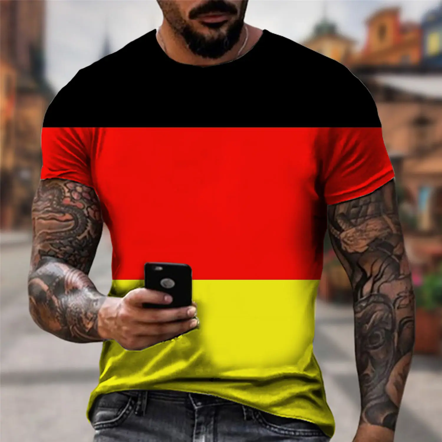 

Camiseta Masculina Alemanha impressão Da Bandeira Camiseta verão Em Torno Do pescoço Legal Streetwear Roupas Camiseta Masculina