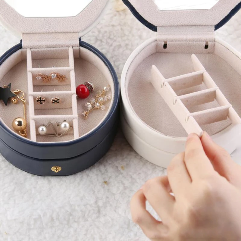 Waterproof PU Jewelry Box Mini Earring Bracelet Ring Storage Container Necklace Display Holder Travel Lipstick Perfume Organizer