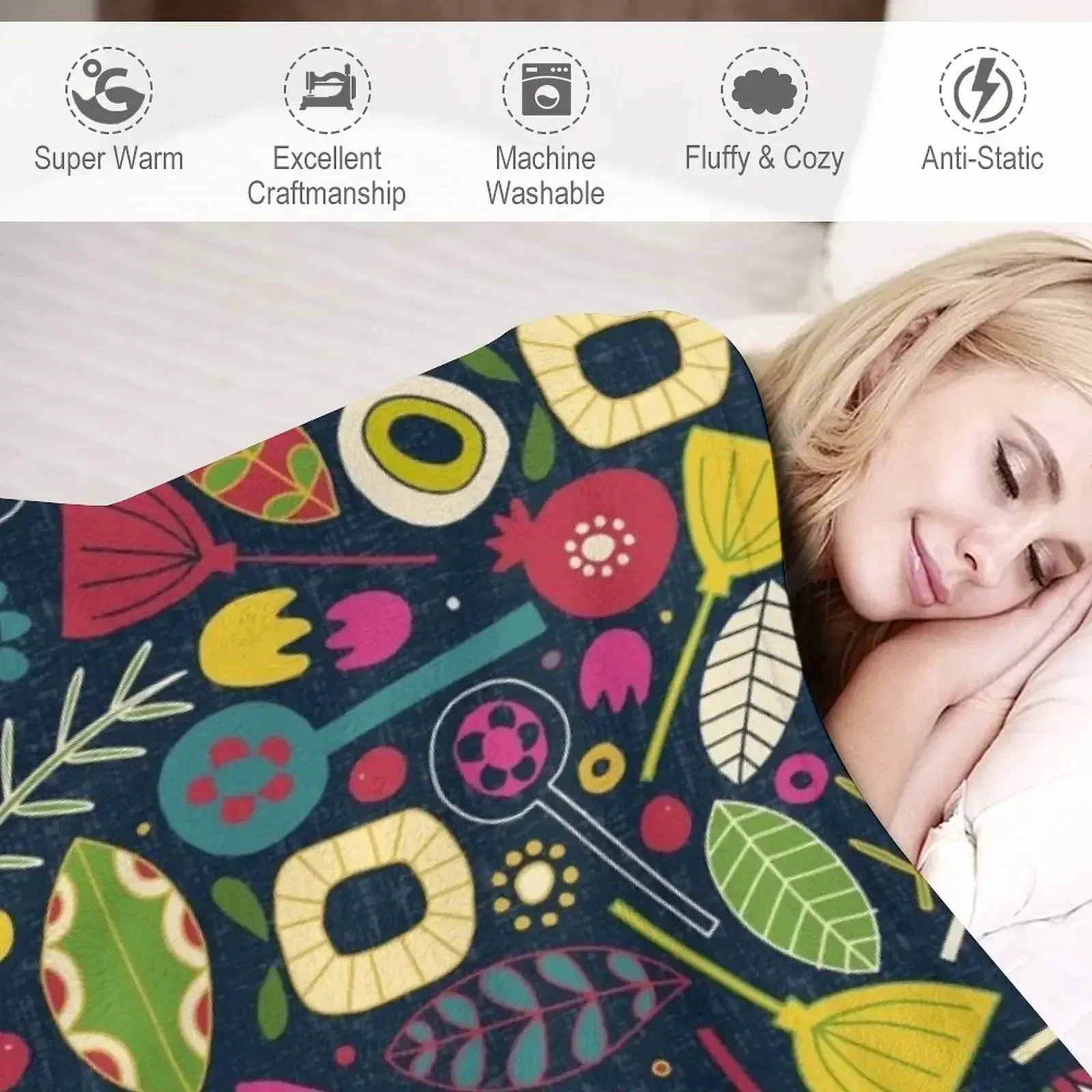 BLOM INDIGO Throw Blanket Flannel Fabric for winter Blankets