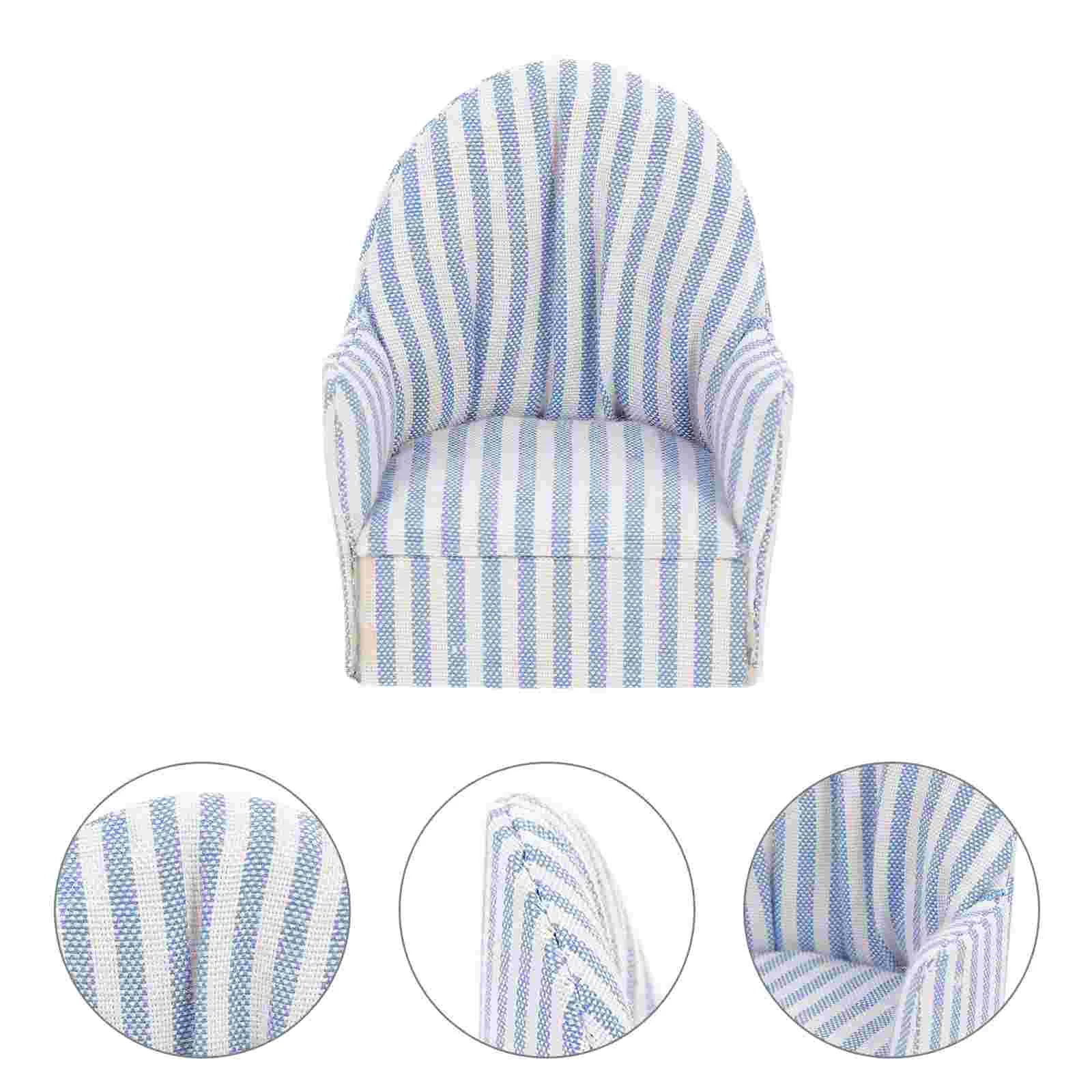 

Mini House Sofa Ornament Miniature Stripe Sofa Simulation Photo Prop