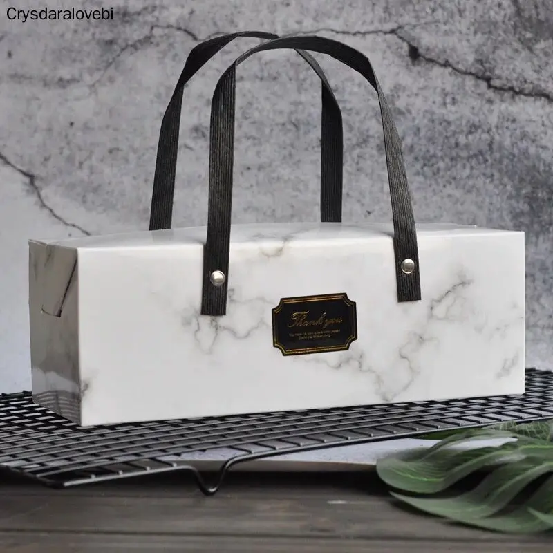 

10pcs Fresh Marble Cake Roll Handmade Box Dessert Swiss Roll Portable Big Size Gift Baby Show Party Weeding Storage Boxes