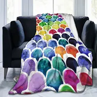 Mermaid Fish Scale Throw Blanket Comfort Lightweight Flannel Blankets Couch Sofa Bed Blanket for Kids Teen Adults King Full Size