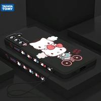 cool anime hellokitty for samsung galaxy s22 s21 s20 s10 note 20 10 ultra plus pro fe lite liquid left rope silicone phone case