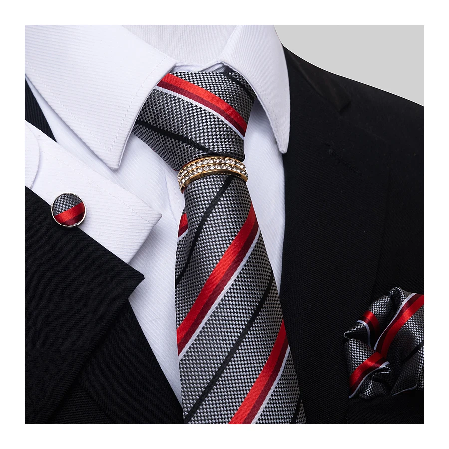 

Fashion Many ColorHot sale Tie Pocket Squares Cufflink Set Necktie Gray Wedding Accessories Floral Man lover's day