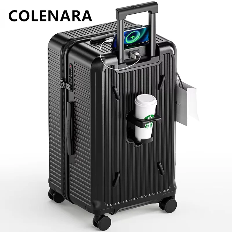 Фото Чемодан COLENARA для путешествий, большой вместимости, на колесиках, 20 дюймов, ручная кладь, 24/28 дюймов, ABS+PC, с кодовым замком, мужской, на колесиках №2