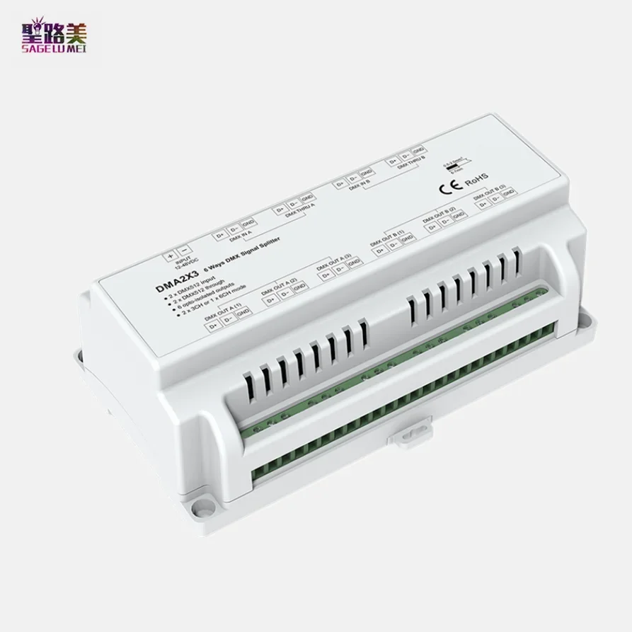 12 В-48 В постоянного тока 6-полосный разветвитель сигнала DMX DMA2X3 DC24V 36 В 0,5 А Макс. DMX512 Повторитель усилителя Работа DMX Master для светодиодных ламп (art.: 3920cfeffa9c4) - 3920cfeffa9c4