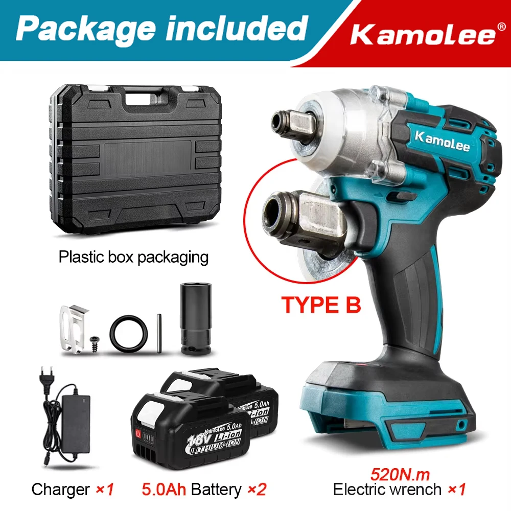 

Kamolee DTW285 Аккумуляторный ударный гайковерт 520 Нм