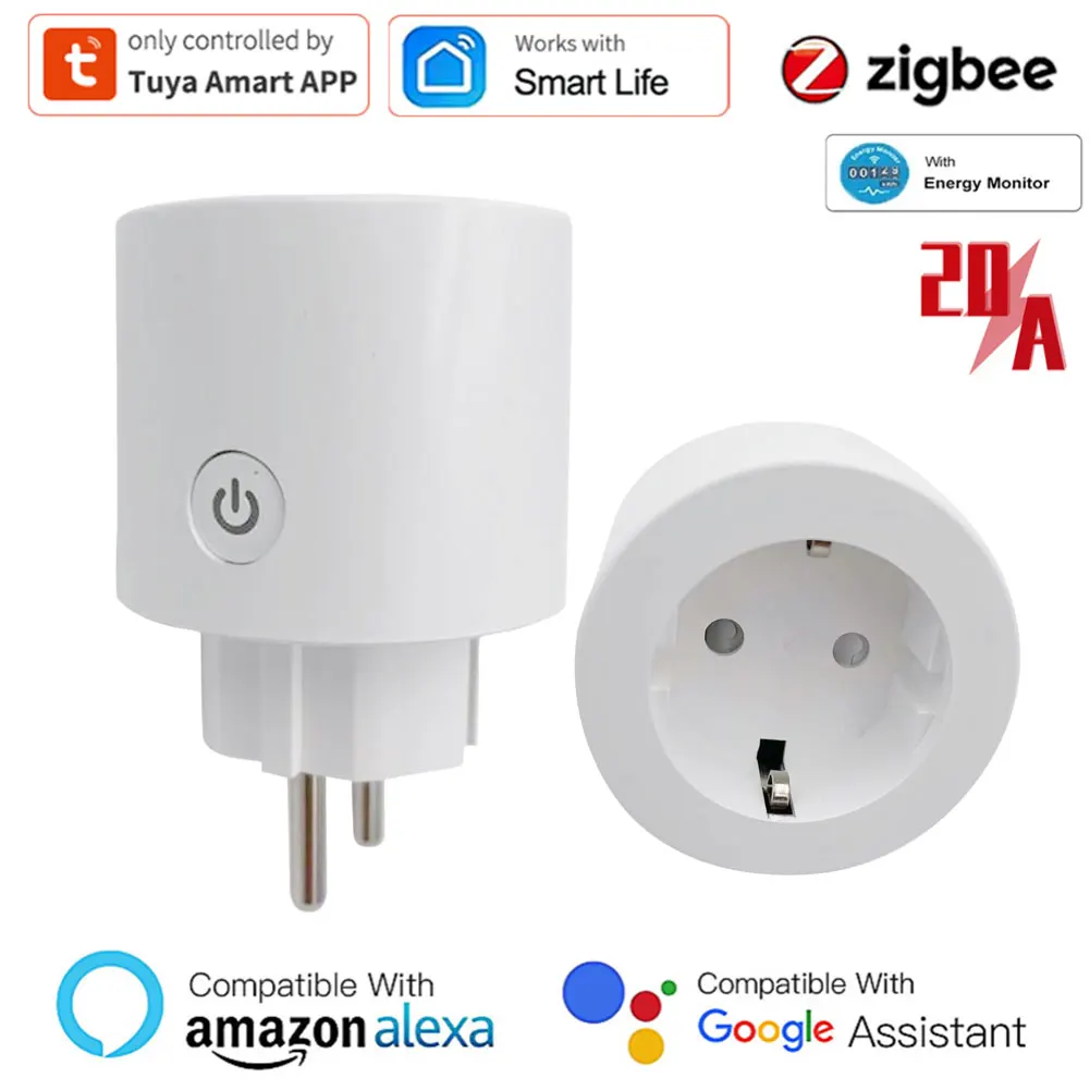

Смарт-розетка CoRui Tuya ZigBee, 20 А, с голосовым управлением