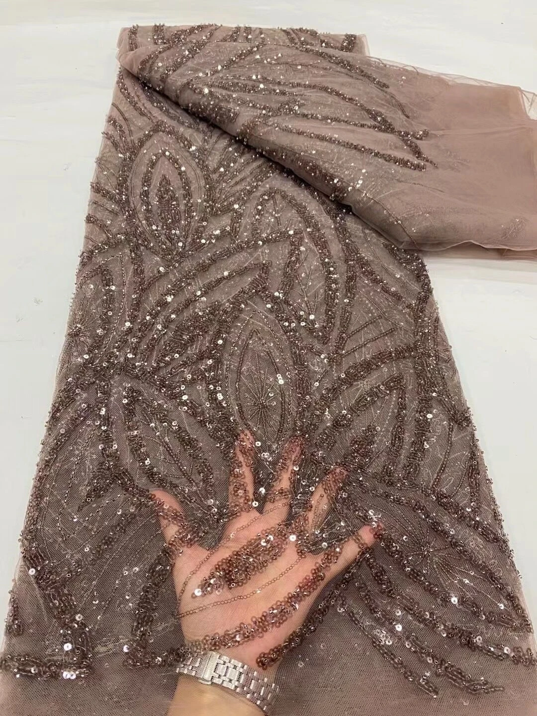 

2024High Quality African Nigerian Lace Fabric Embroidery Tulle Pure Wedding Party Dress Guipure SequinsFor Net Cloth 5yards