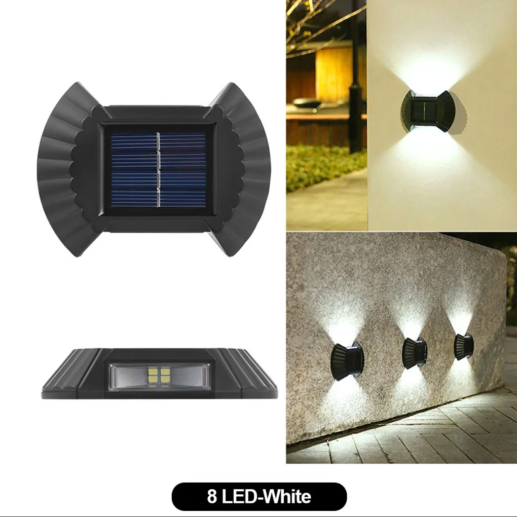 

Solar Powered Wall Light Power Saving Garden Waterproof Lamp 2pcs Bulbs White