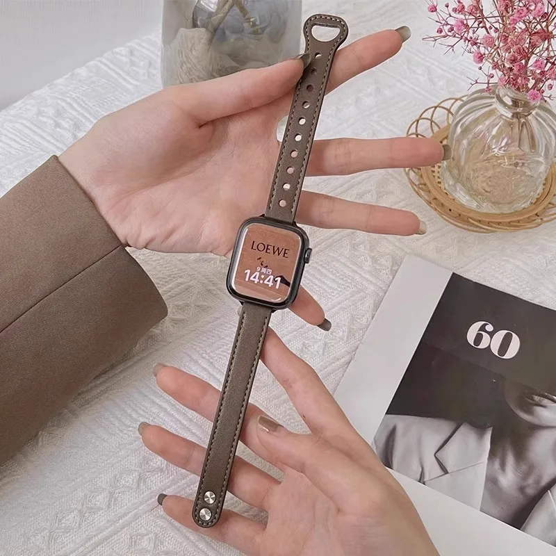 

Genuine Leather Strap For Apple Watch ultra 49MM bracelet Iwatch Series 8/7/ 6/5/4/3 45mm 44MM 42MM 41MM 40MM 38MM Sport bands
