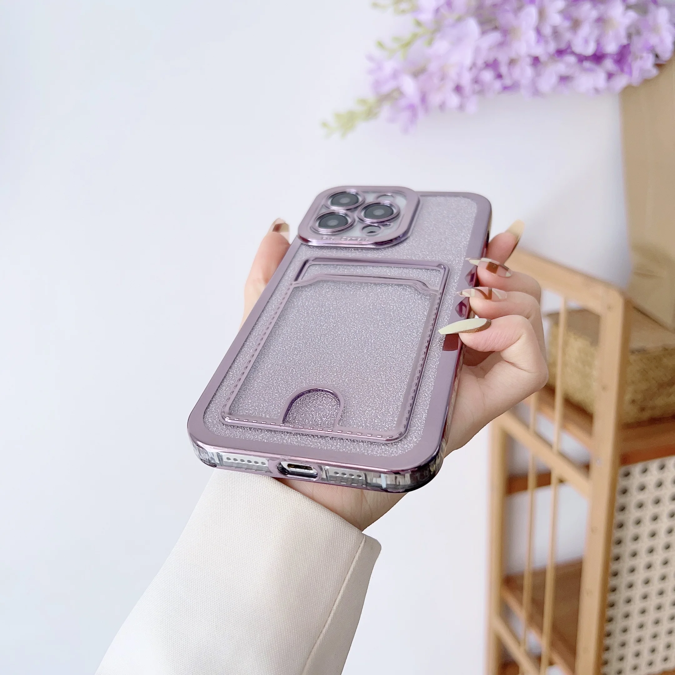 Card Slot Case for iPhone 14 Pro Max Plus Luxury Glitter Soft Back Phone Cover iPhone 13 12 11 Pro Max XS XR 8 7 6S Plus SE 2022