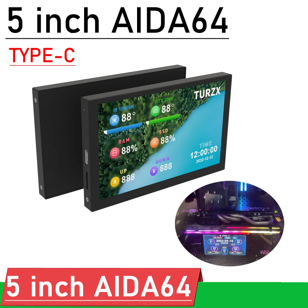 

DYKB 5-дюймовый IPS ЖК-монитор, дисплей для ПК, ЦП, GPU, ОЗУ, HDD