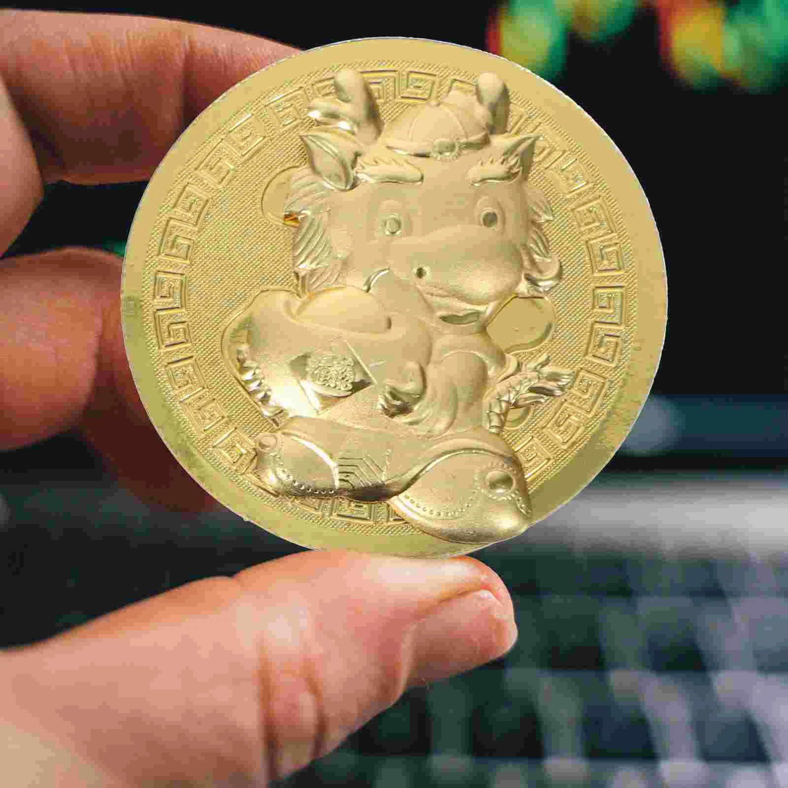 

12 Sets Ladies Gifts Blessing Coin Year Dragon Commemorative Coins Chinese New Gold Souvenir Miss