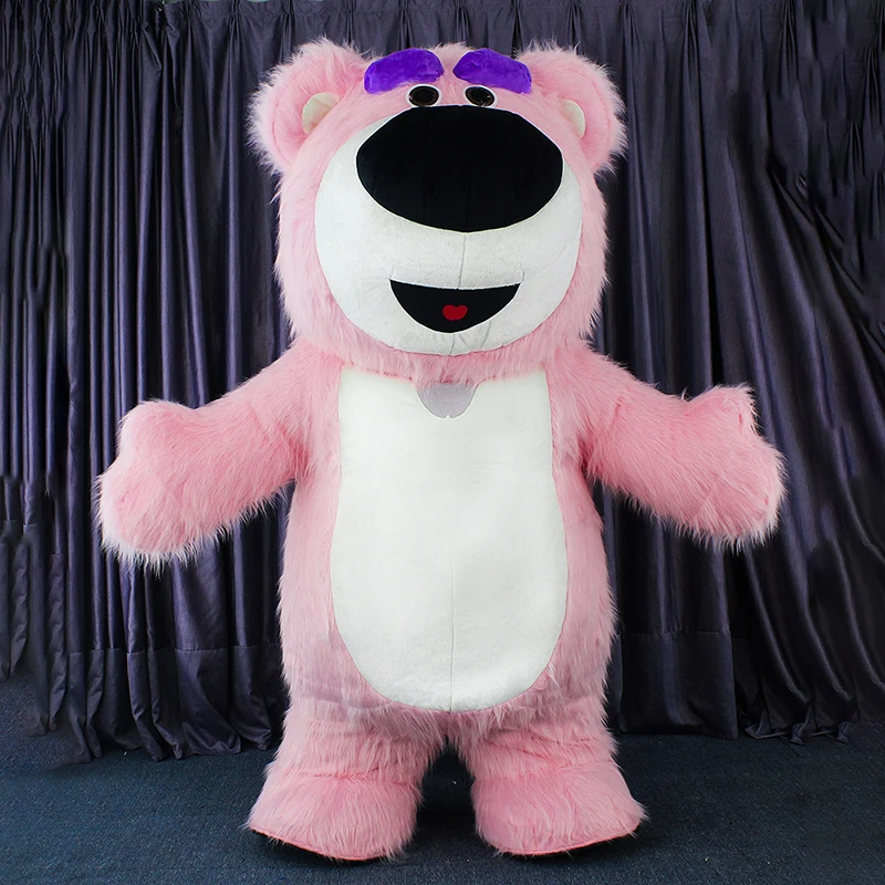 

2.6m Inflatable Strawberry Bear Costume Mascot Halloween Party Plush Bear Pink Costume Adult Mascotte Furry Cosplay Suit