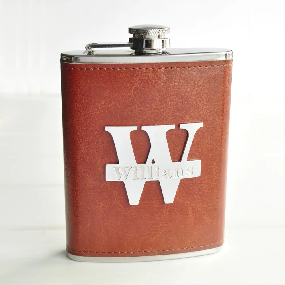

Custom Name Flasks Leather Hip Flask Personalized Stainless Steel Flask Wedding Favors Groomsmen Gift Birthday Gifts For Men