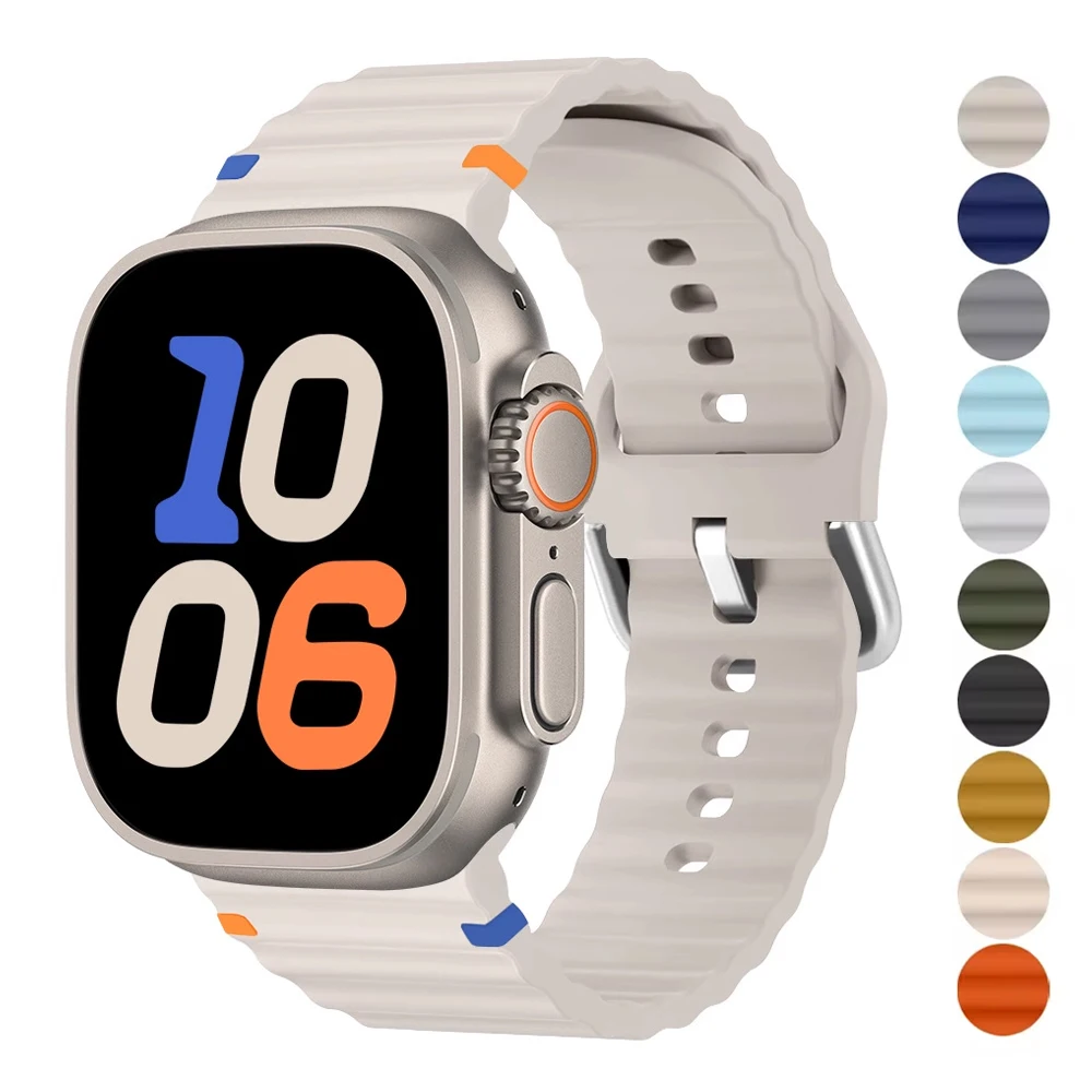 Силиконовый ремешок для часов Apple 49 мм 46 45 42 44 40 41 браслет correa ремень iWatch series 10 9 8 6 7 5