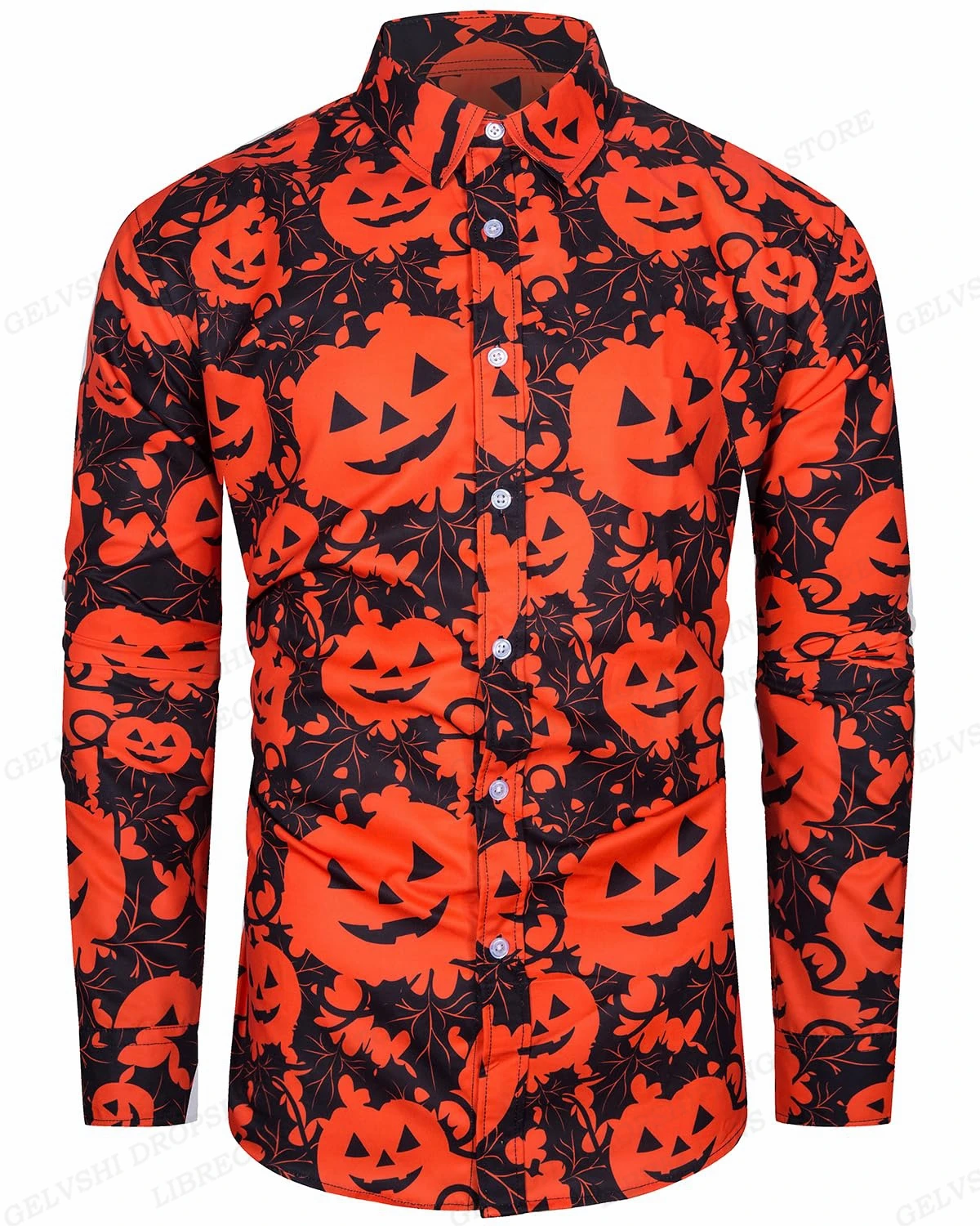 

Гавайские рубашки с длинным рукавом, Забавные Рубашки для Хэллоуина, Мужская модная рубашка, ужасная пляжная блузка, Мужская одежда, однобортные рубашки
