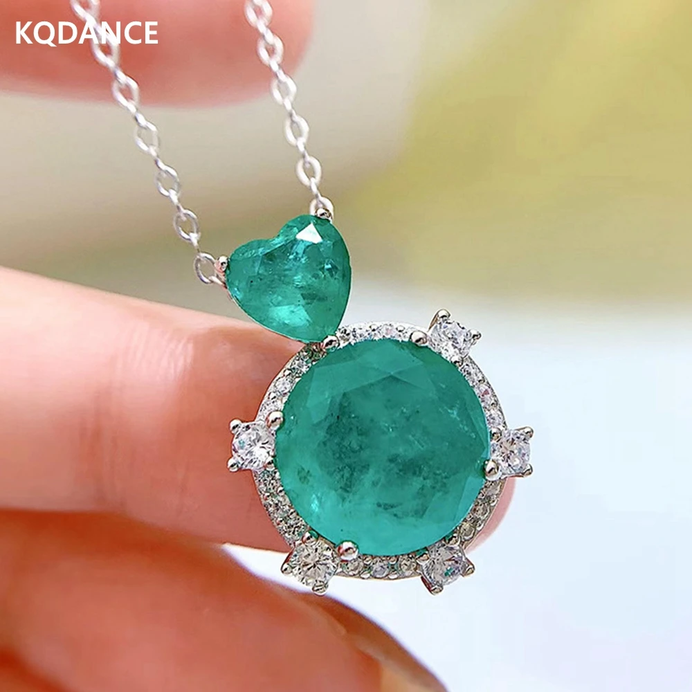 

Серьги и ожерелье KQDANCE из стерлингового серебра 925 пробы с эмалевой огранкой, круглые серьги из парибы и турмалина, ювелирные наборы для женщ...