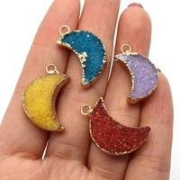 exquisite natural stone moon shape crystal pendant 15x23mm charm fashion making diy necklace earrings jewelry accessories 1pcs