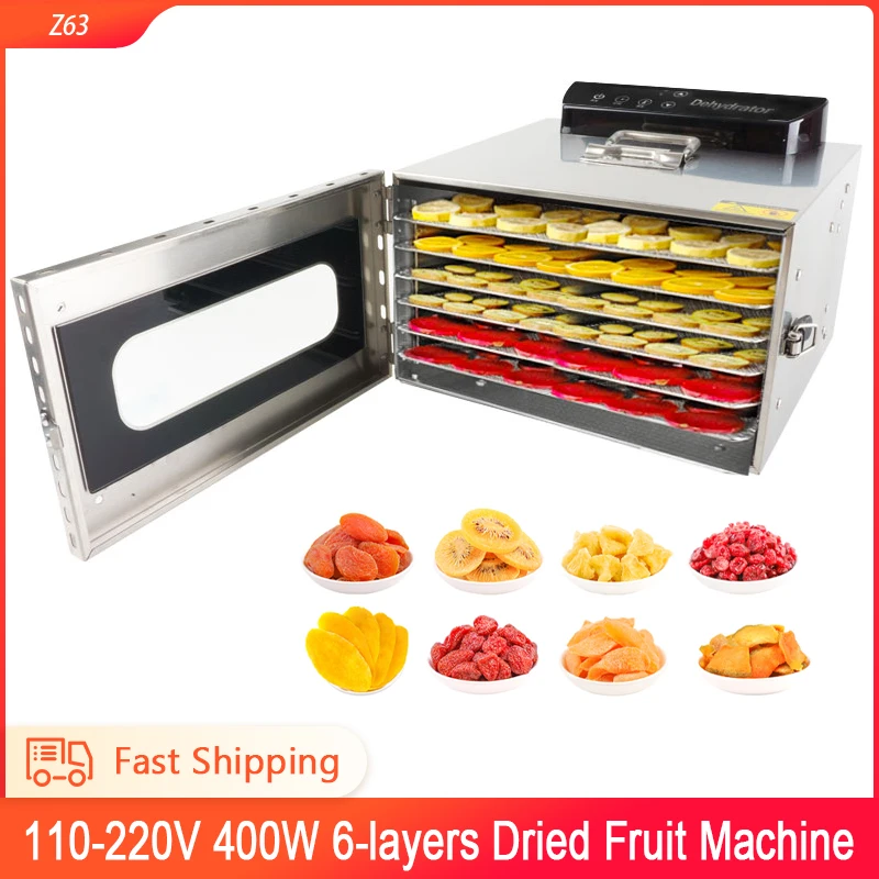 

6 Metal Trays Food Dehydrator Fruits Dryer Stainless Steel Food Dehydration For Jerky, Herbs, Meat,Vegetable