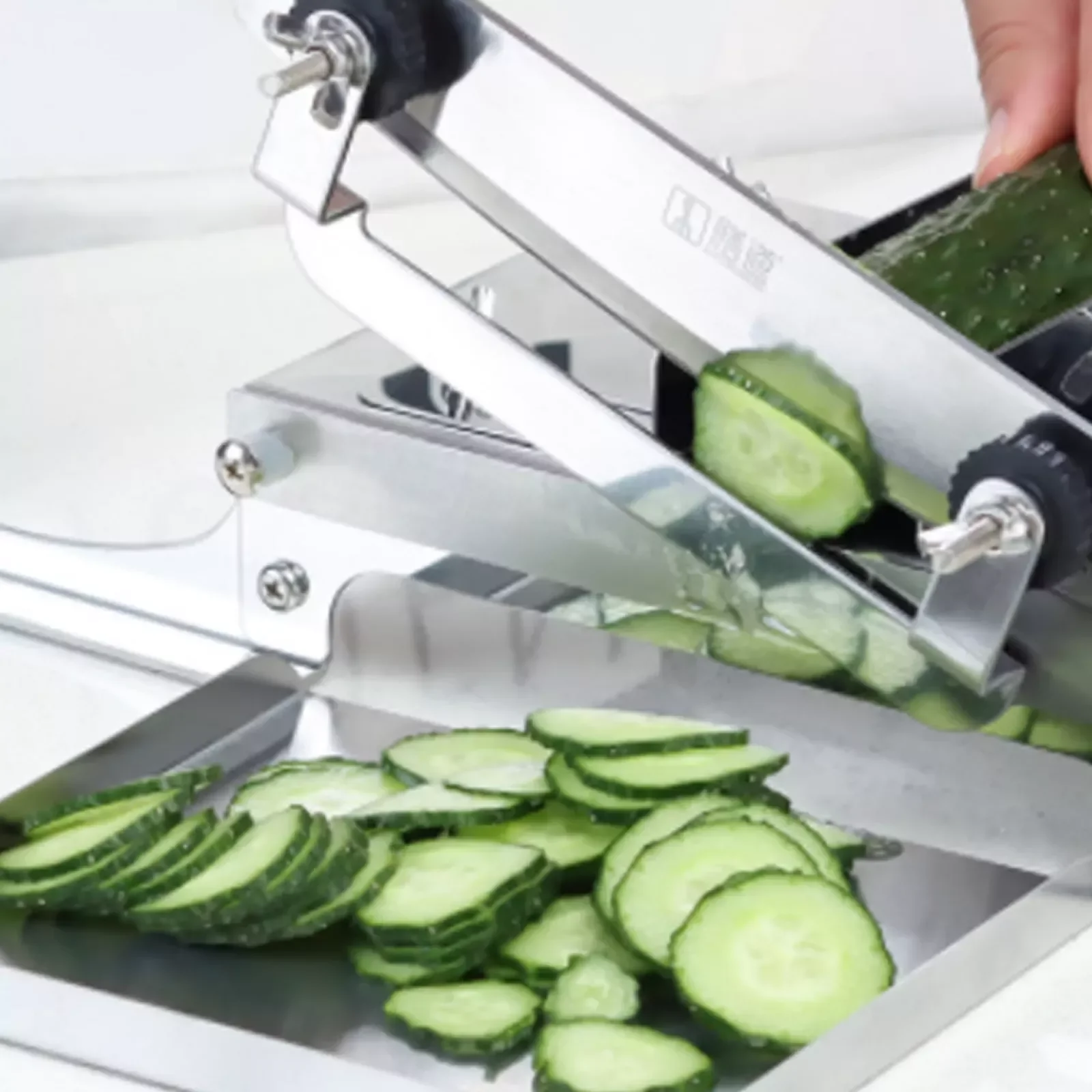 

Ручная ломтерезка для мяса, устройство для резки бекона, регулируемая толщина ломтика с подносом для еды