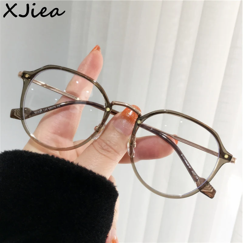 

XJiea Women Optical Glasses Frames Simple Round Style Anti Blue Light Blocking TR90 Men Eyeglasses Myopia Prescription Lenses