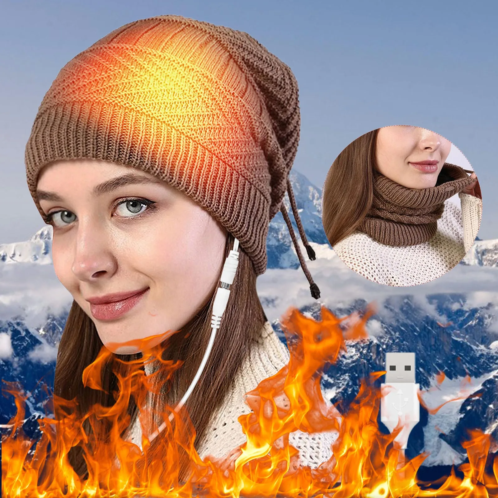 

Вязаная шапка с подогревом и подогревом, Осень-зима