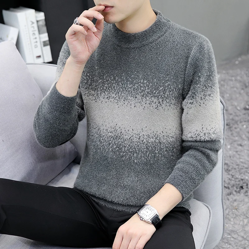 Can't Afford The Ball Not Fade Half Turtleneck Sweater Autumn and Winter Knit Bottom Sweater 2023 Warm Cashmere Sweater 3XL