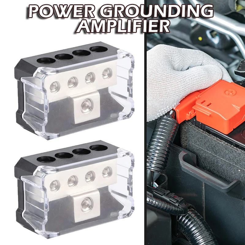 

2Pcs 4-Way Power Ground Amp Distribution Block Car Audio Horn refitted Power Line/Ground Wire Junction Base