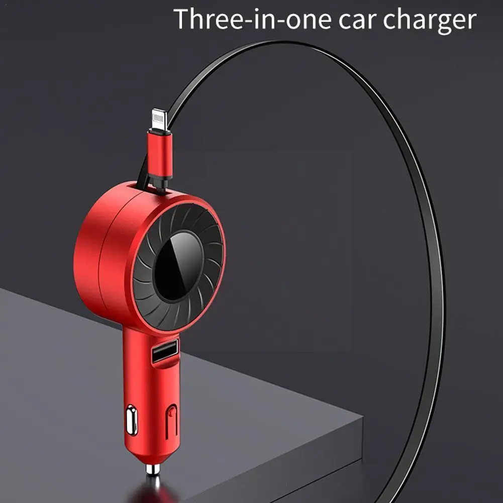 

Автомобильное зарядное устройство USB 3 в 1, двухпроводное, одностороннее, телескопическое, автомобильное зарядное устройство для быстрой за...