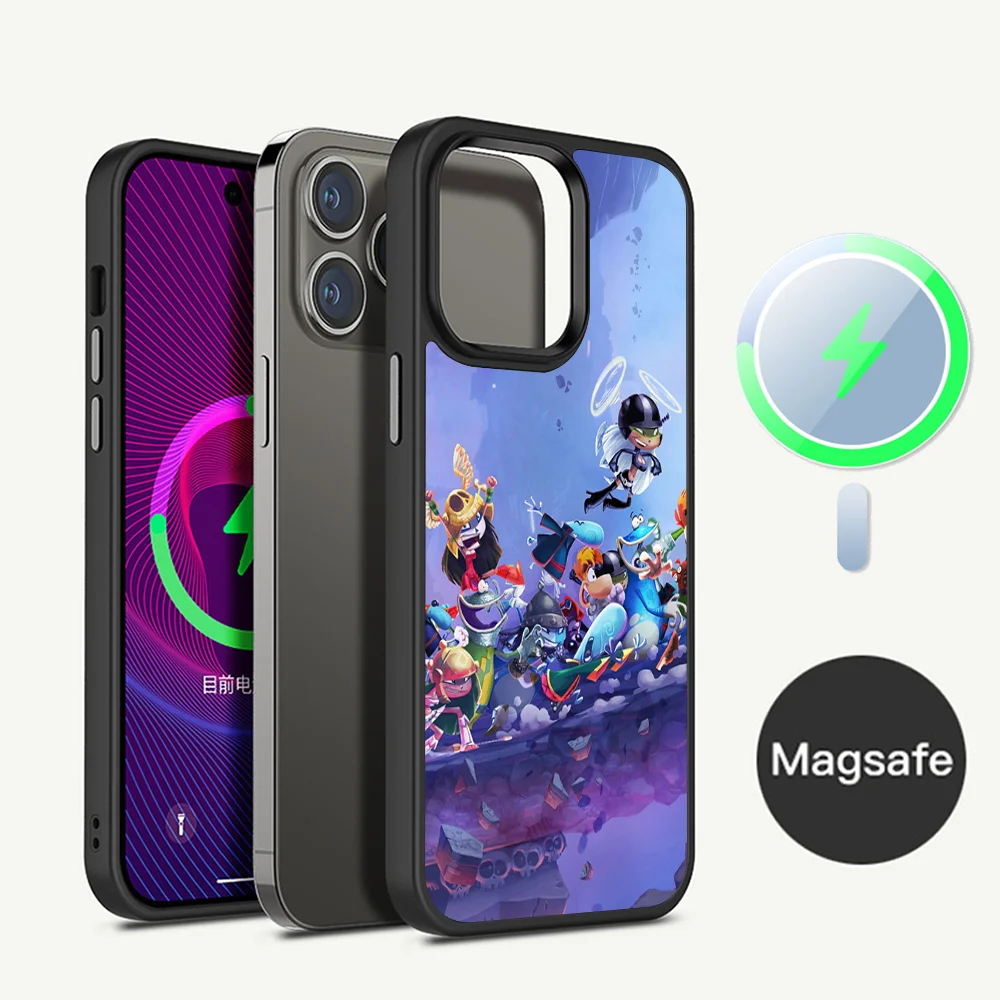 R-Rayman L-Legends аниме чехол для телефона магнитный iPhone 16 14 13 12 11 15 Pro Max Plus Magsafe Wireless Charge