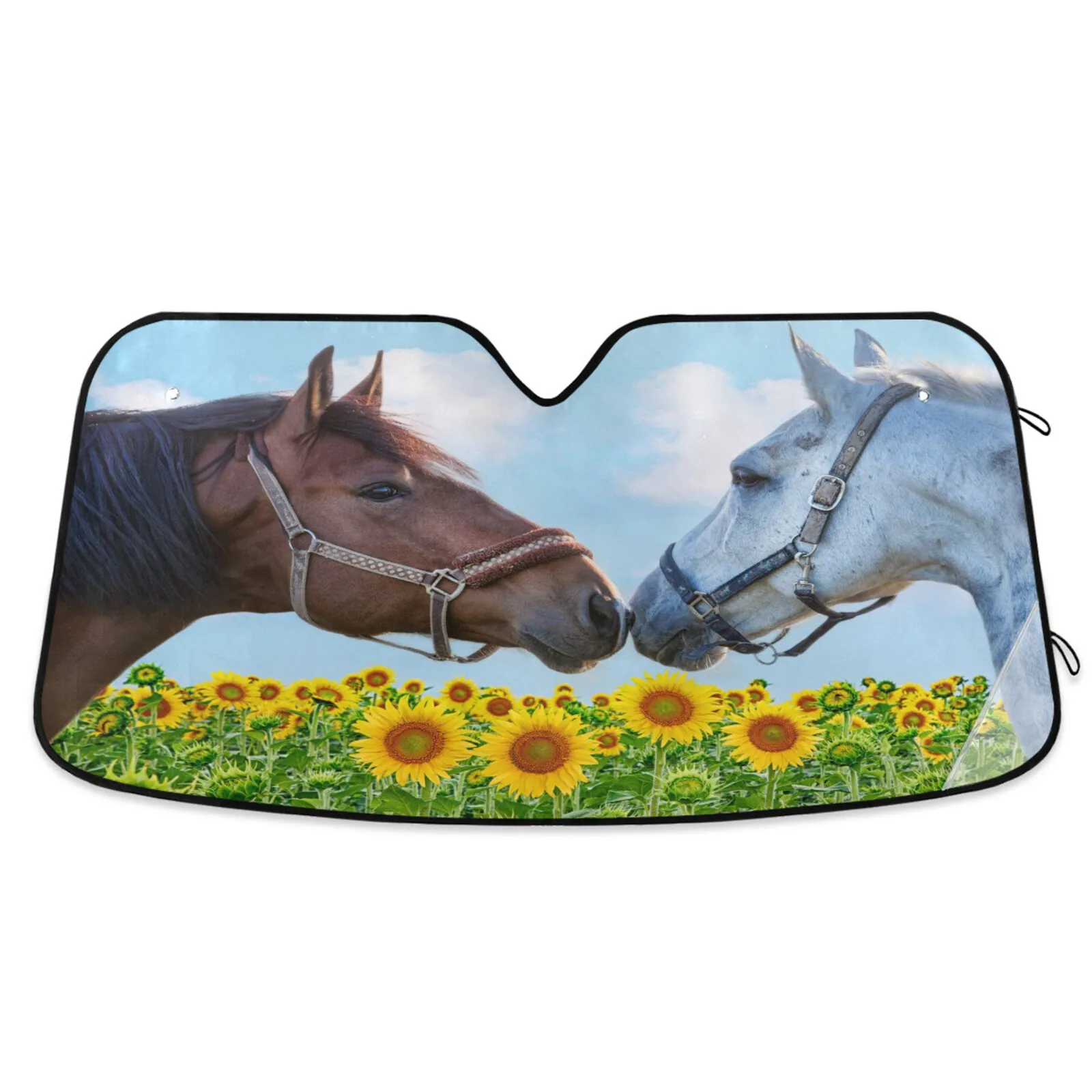 

Horses On Sunflower Field Auto Front Windshield Sun Shade Foldable Car Sun Visor Block UV Ray Sunscreen Window Cover Protector