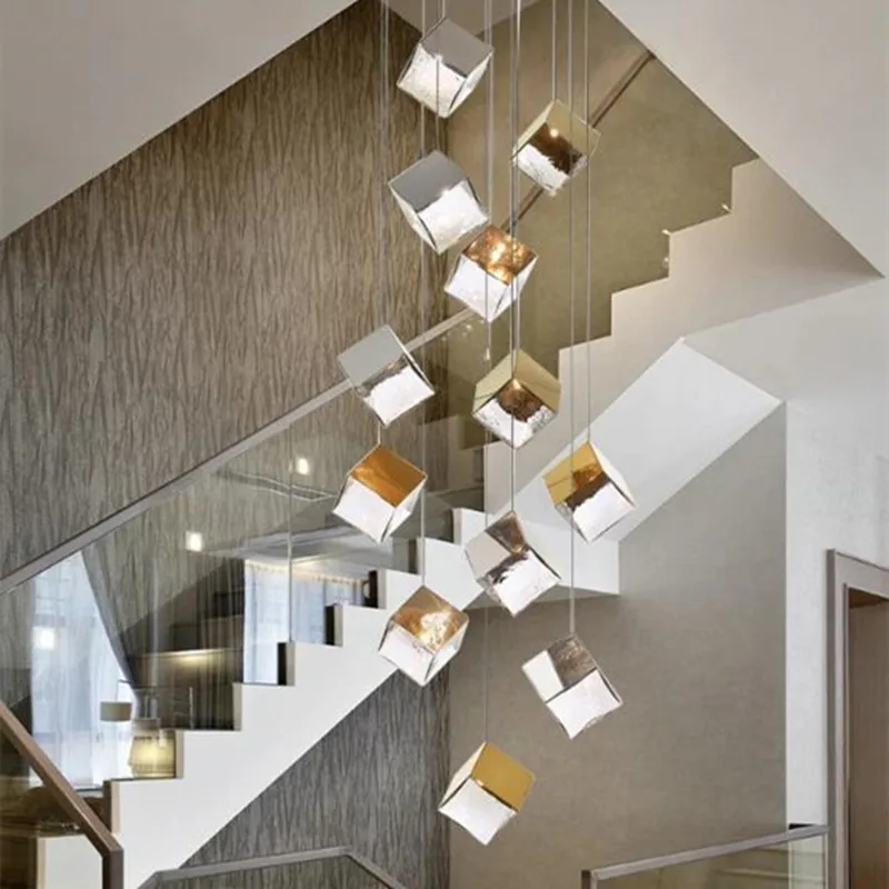 

Пиритовая люстра из скандинавского стекла, Геометрический подвесной светильник для спальни, лестницы, коридора, салонного потолка, креативная Бриллиантовая лампа