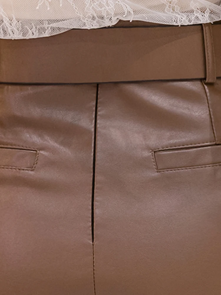 Lautaro весна осень черная мягкая юбка-карандаш из искусственной кожи женская с