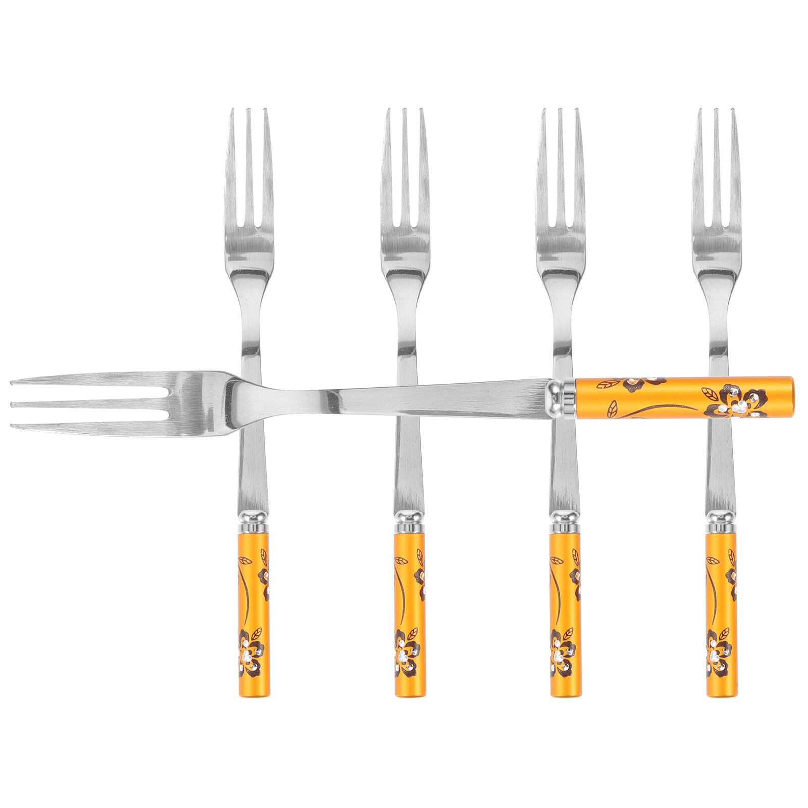 

5 Pcs Stainless Steel Flatware Afternoon Tea Ice Cream Forks Appetizer Spoon Dipping Decorative Cheese Watermelon Handle