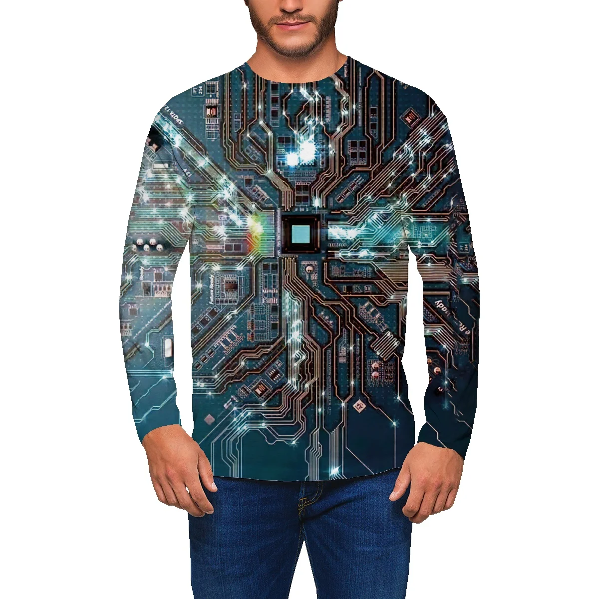 

Aesthetic American round neck long-sleeved t-shirt men's autumn trend all-match bottoming shirt loose high street sweater men