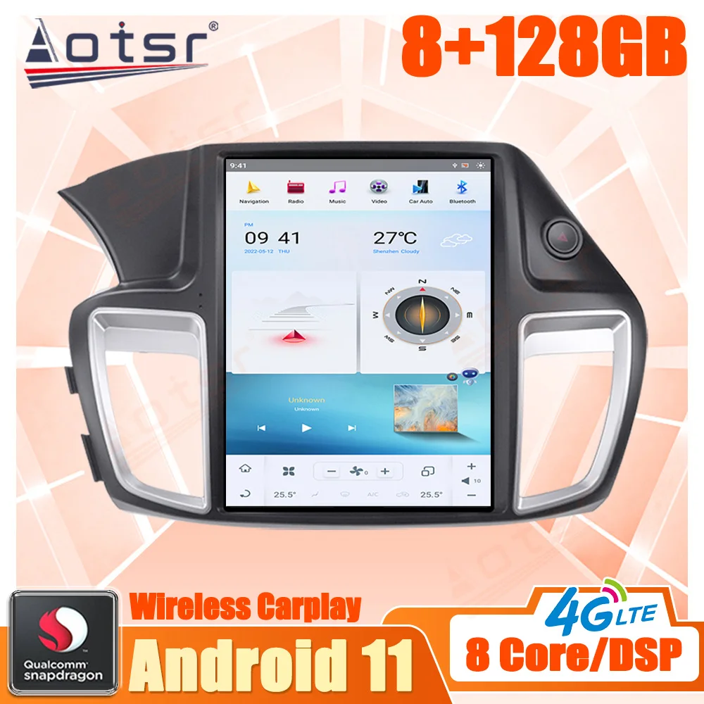 128G Android 11 For Honda Accord 9 2012 - 2019 Car Multimedia Radio Stereo Player GPS Navi Head Unit Qualcomm Snapdragon Carplay