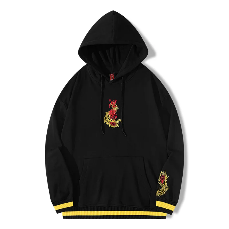 

Autumn Winter New Chinese Style Phoenix Embroidery Long Sleeve Hooded Sweaters Men Loose ins Fashion Couple China-Chic Coats