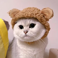 pet cat cap dog headgear funny bear ears hat warm short plush ears pet supplies party christmas cosplay small pets accessorie