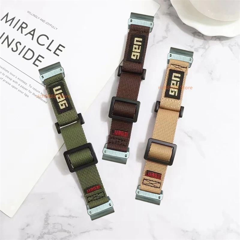 Gelang 26Mm untuk Garmin Fenix 7X6/X/5Xplus/Fenix 3/Fenix 3 HR Nilon Olahraga Gelang Jam Tali Pengganti Fashion Smart Accessorie