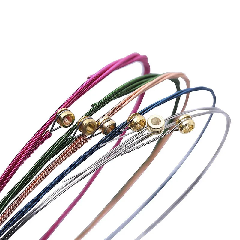 

6pcs Colorful Electric Bass Guitar String Durable Acoustic String Gauge Stable Accessories Sound Folk for Musical Instruments